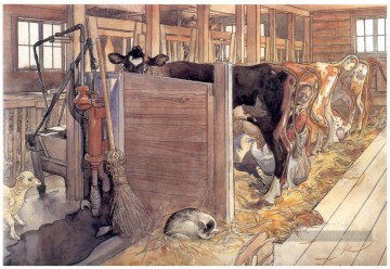 l’écurie 1906 Carl Larsson Peinture à l'huile